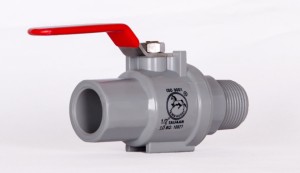 Van PVC tay inox - cầu xi răng ngoài Ø34 – (1″)
