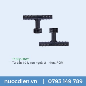 T 2 đầu 10 ly ren ngoài 21 nhựa POM