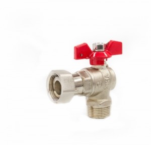Van góc đồng 1 chiều lắp trước đồng hồ MIHA mạ niken - DN 15